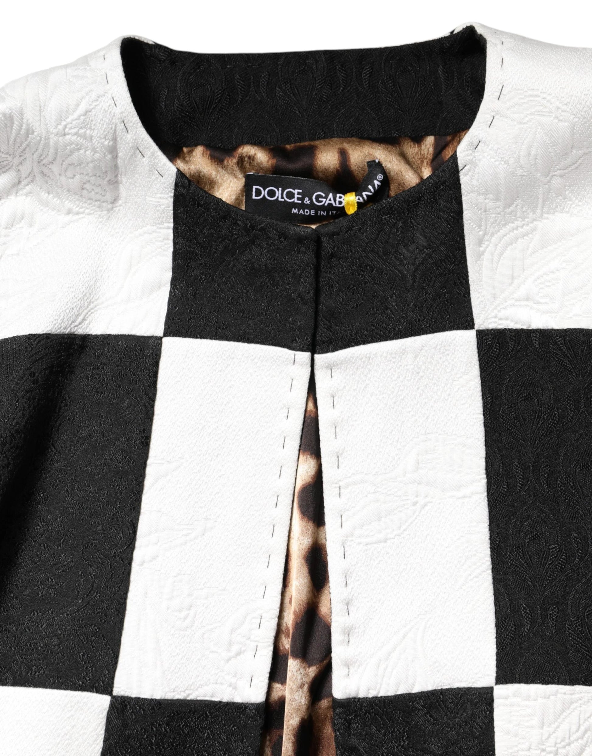 Dolce & Gabbana White Black Patchwork Jacquard Blazer Jacket by Dolce & Gabbana