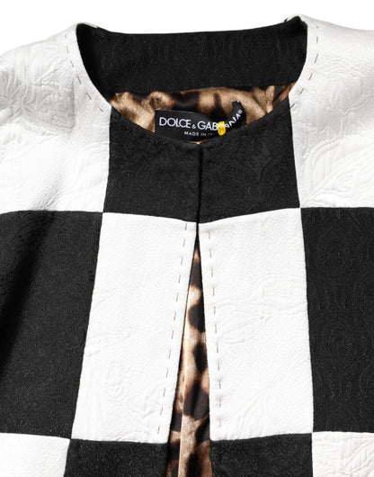 Dolce & Gabbana White Black Patchwork Jacquard Blazer Jacket by Dolce & Gabbana