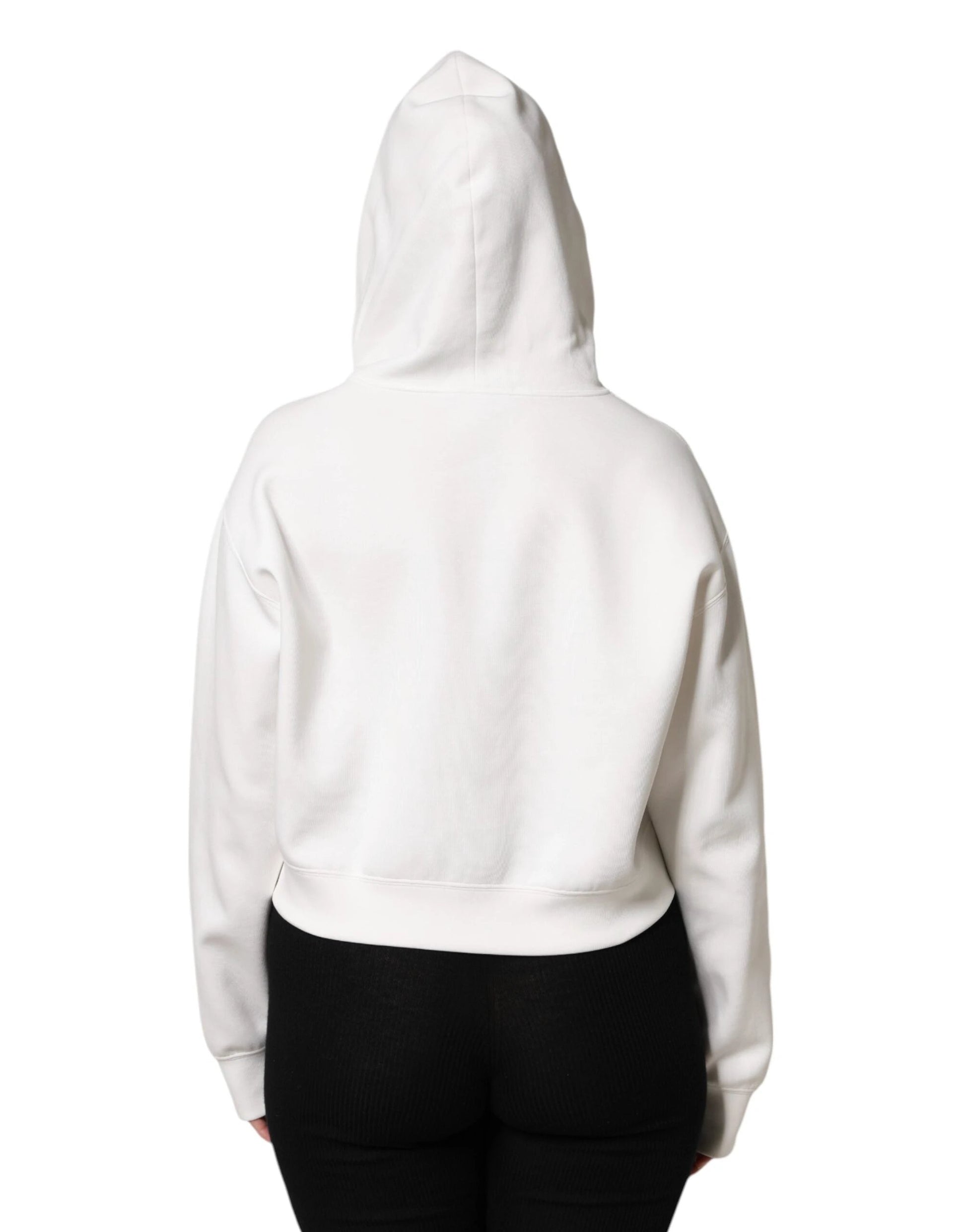 Dolce & Gabbana Ivory Cotton Printed Hooded Pullover Sweater by Dolce & Gabbana