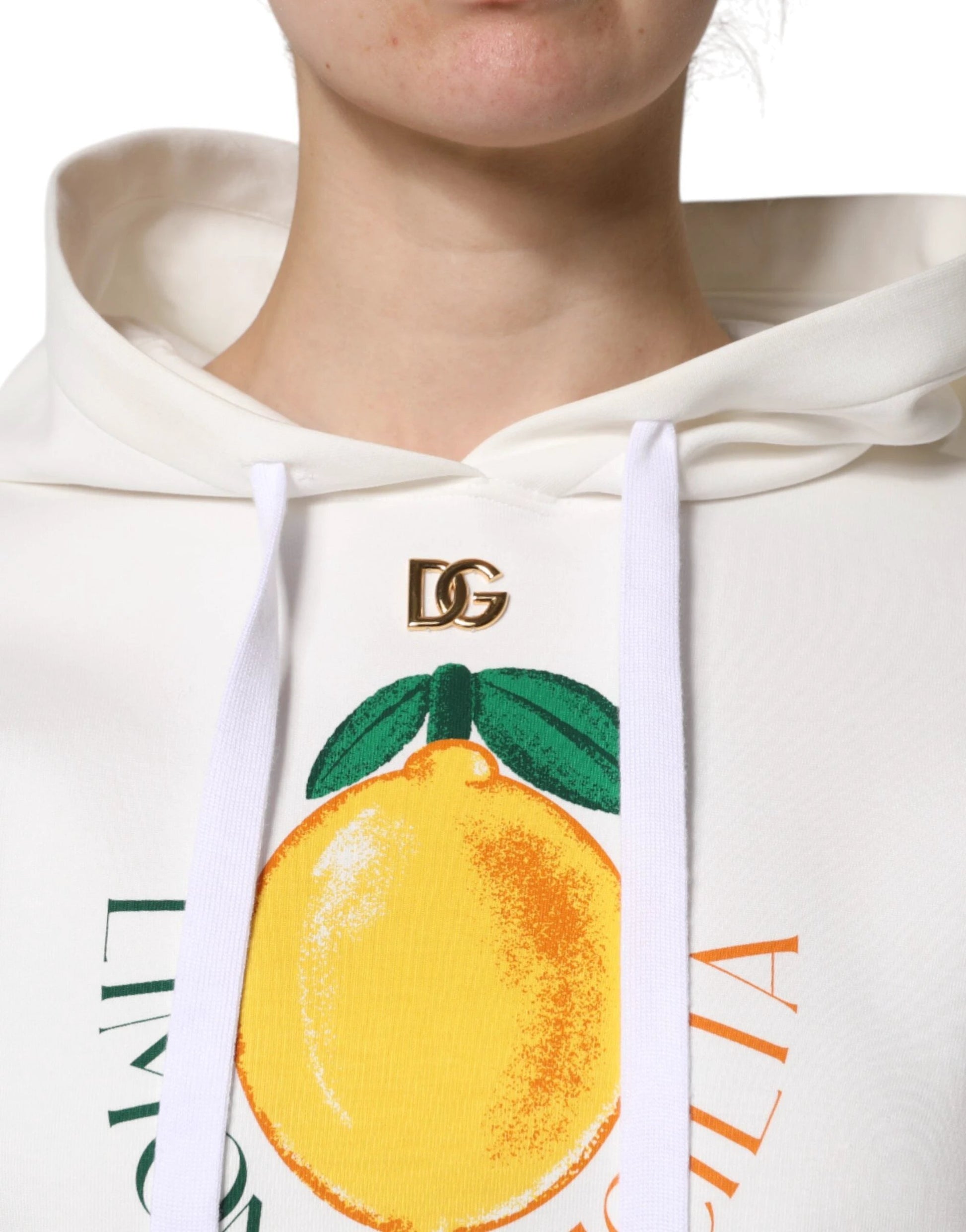 Dolce & Gabbana Ivory Cotton Printed Hooded Pullover Sweater by Dolce & Gabbana