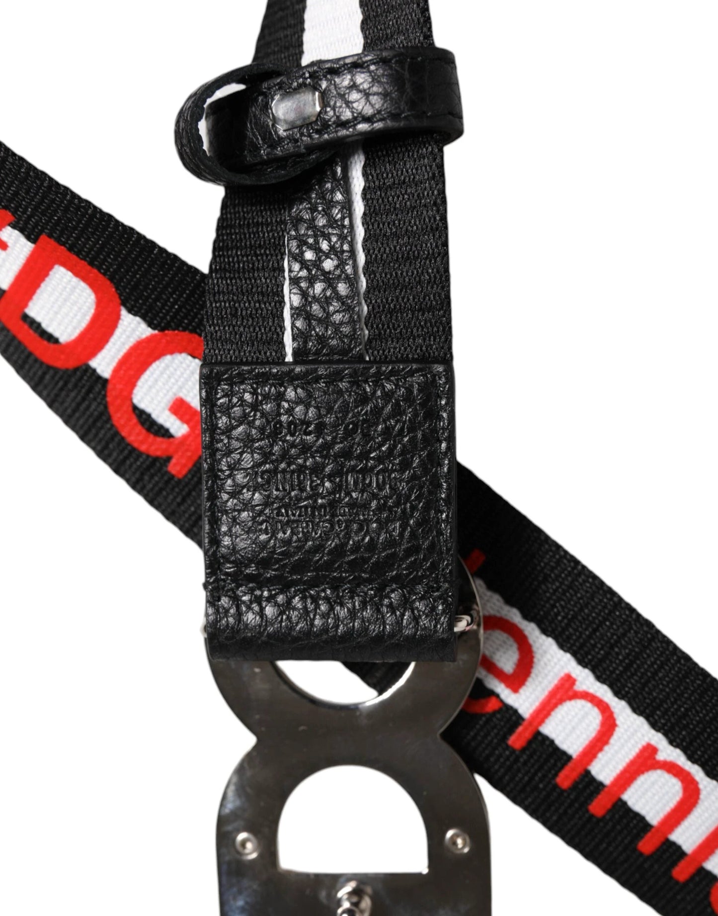 Dolce & Gabbana Black Cotton Logo Print DG Buckle Belt by Dolce & Gabbana