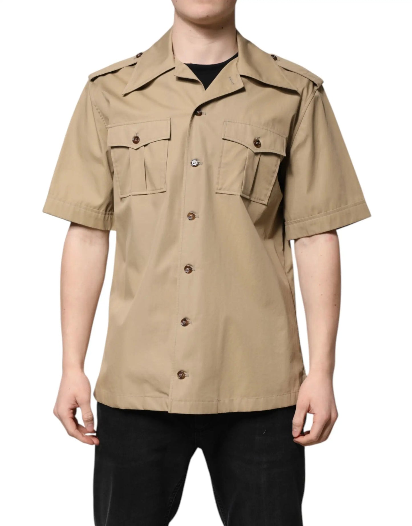 Dolce & Gabbana Brown Graphic Print Short Sleeves Shirt by Dolce & Gabbana