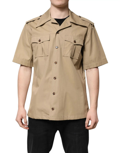 Dolce & Gabbana Brown Graphic Print Short Sleeves Shirt by Dolce & Gabbana