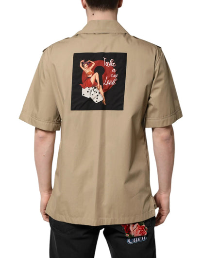 Dolce & Gabbana Brown Graphic Print Short Sleeves Shirt by Dolce & Gabbana