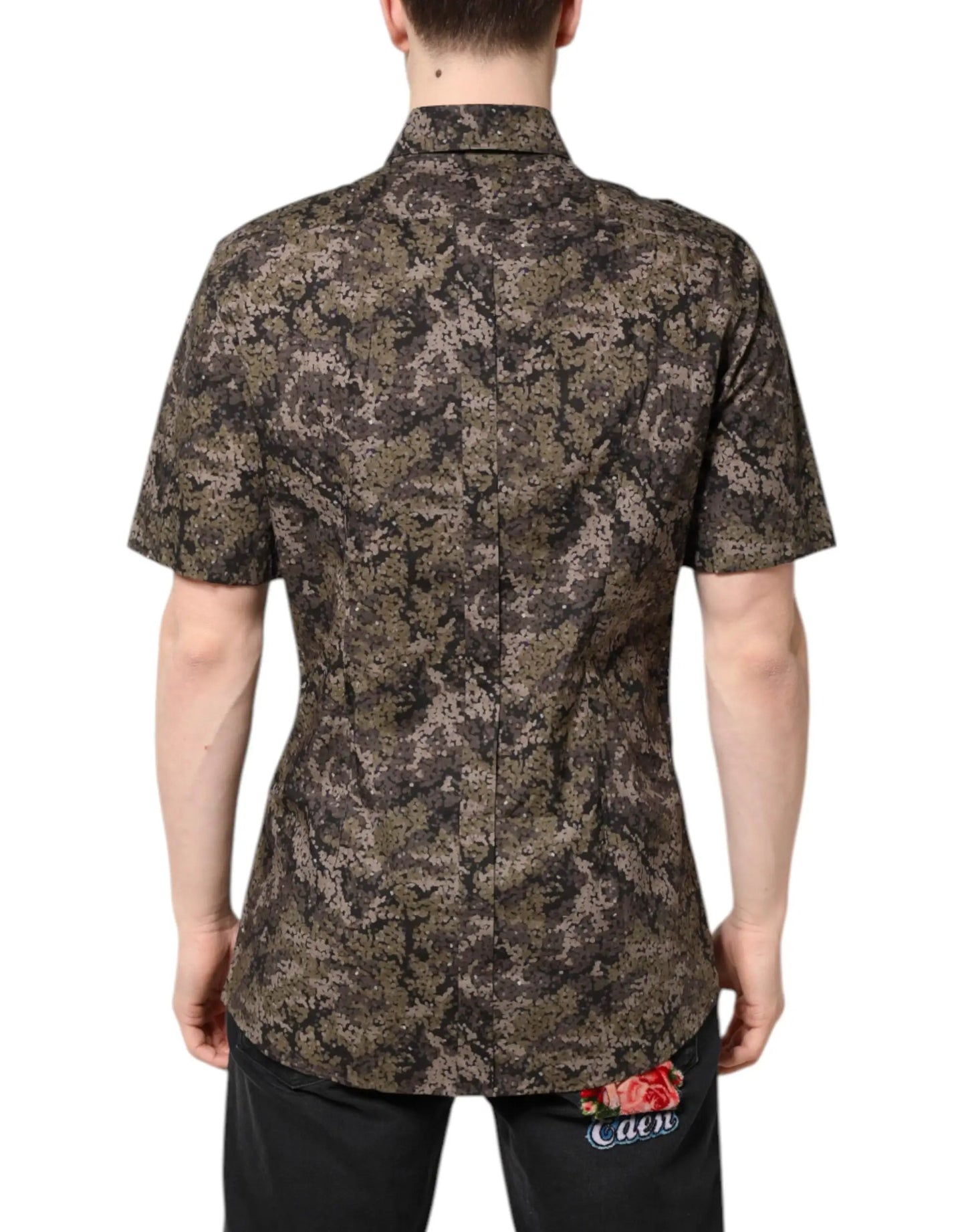 Dolce & Gabbana Multicolor Camouflage Button Down GOLD Shirt by Dolce & Gabbana