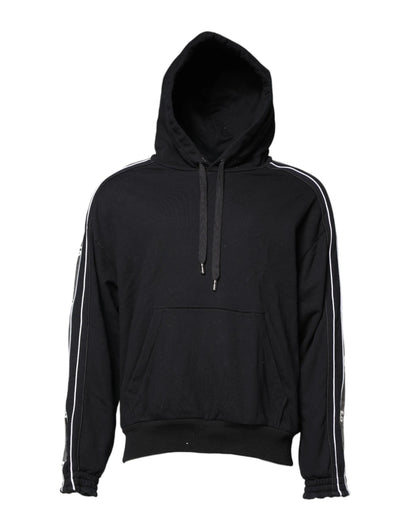 Dolce & Gabbana Black Cotton Logo Hooded Sweatshirt Sweater by Dolce & Gabbana