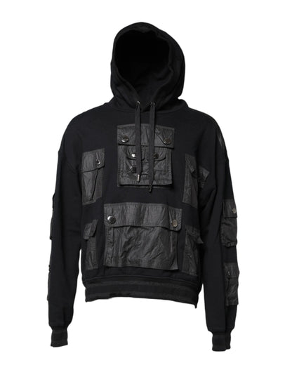Dolce & Gabbana Black Cotton Hooded Sweatshirt Sweater by Dolce & Gabbana