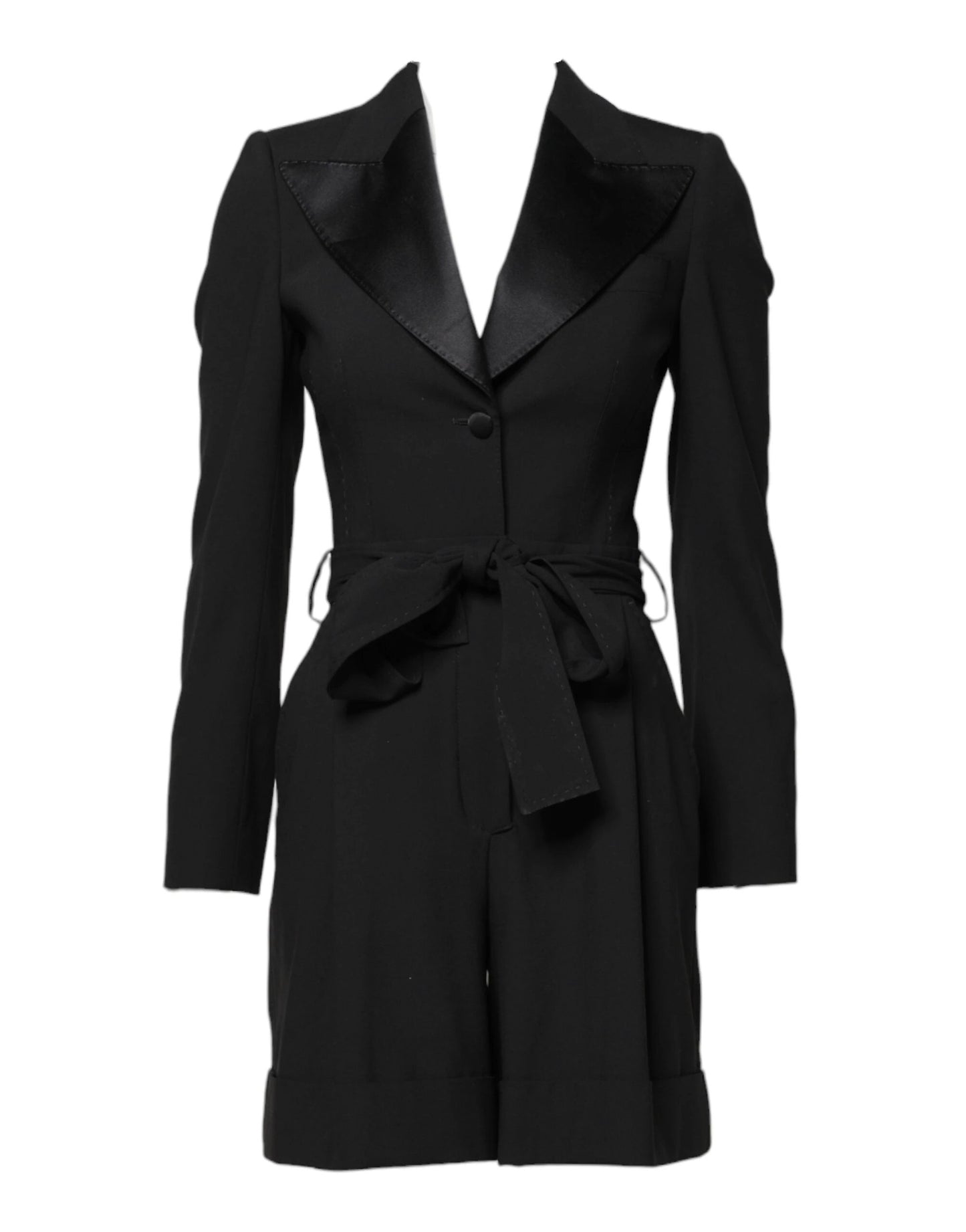 Dolce & Gabbana Black Wool Jumpsuit Dress Women Coat Jacket by Dolce & Gabbana