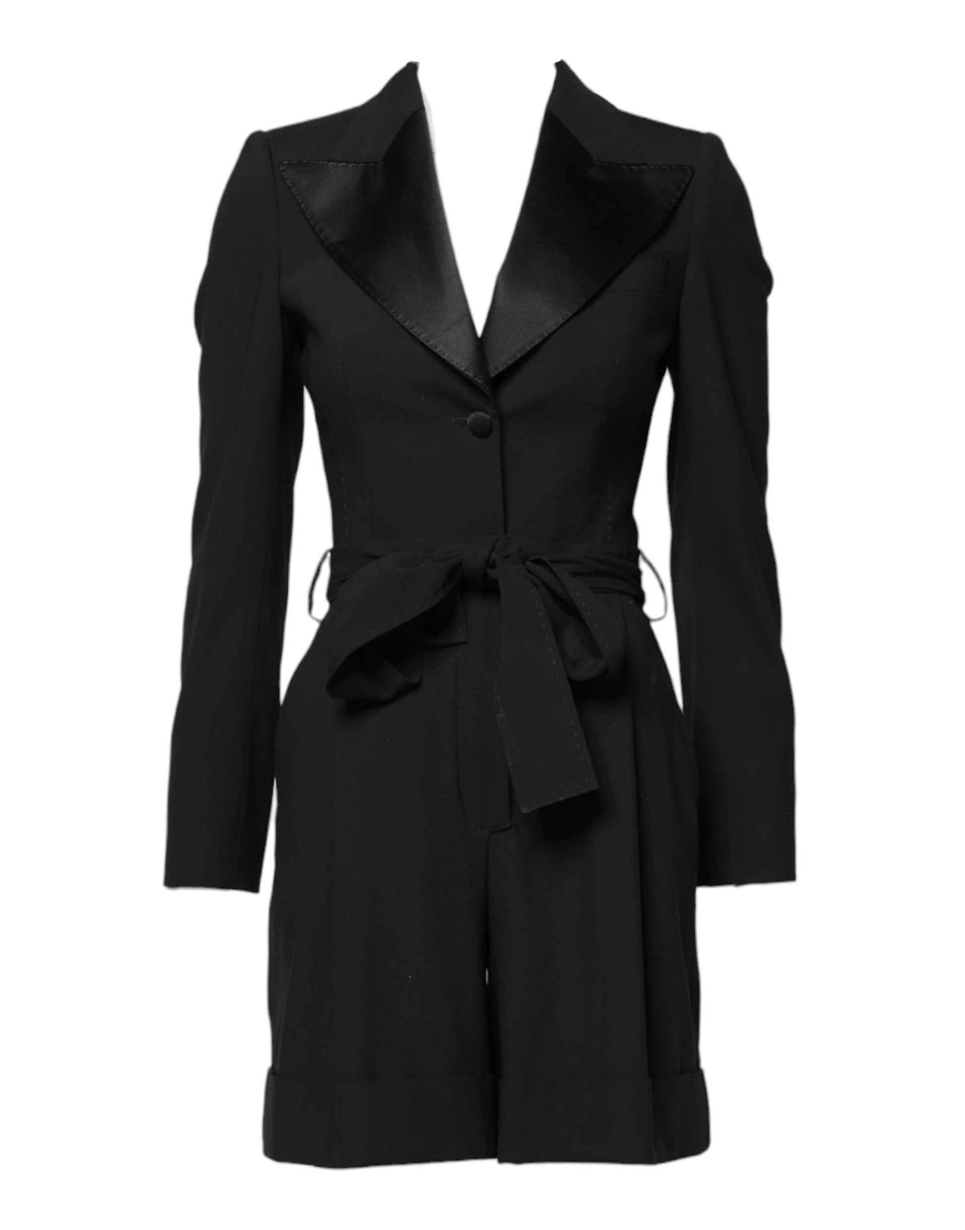 Dolce & Gabbana Black Wool Jumpsuit Dress Women Coat Jacket by Dolce & Gabbana