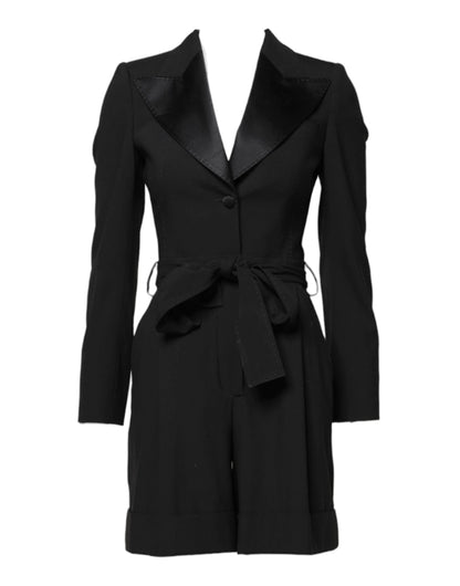 Dolce & Gabbana Black Wool Jumpsuit Dress Women Coat Jacket by Dolce & Gabbana