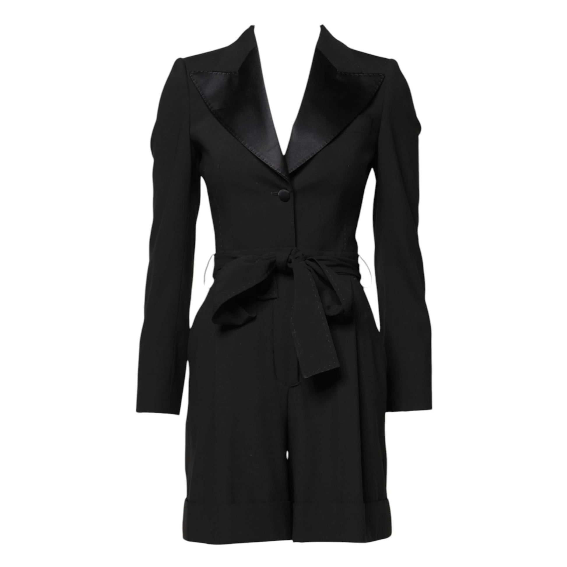 Dolce & Gabbana Black Wool Jumpsuit Dress Women Coat Jacket by Dolce & Gabbana