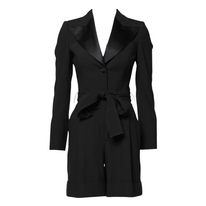 Dolce & Gabbana Black Wool Jumpsuit Dress Women Coat Jacket by Dolce & Gabbana