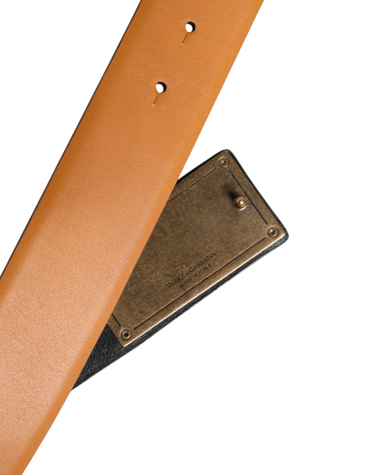 Dolce & Gabbana Brown Leather Buckle DG Logo Embossed Belt by Dolce & Gabbana