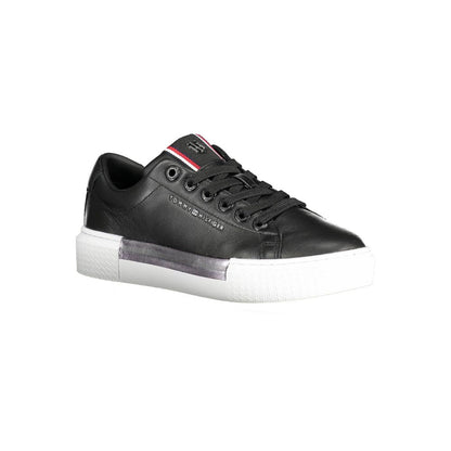 Tommy Hilfiger Black Leather Women's Sneaker
