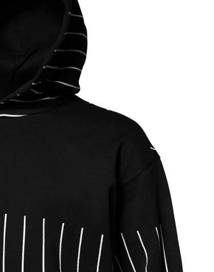 Dolce & Gabbana Black White Stripe Hooded Sweatshirt Sweater by Dolce & Gabbana