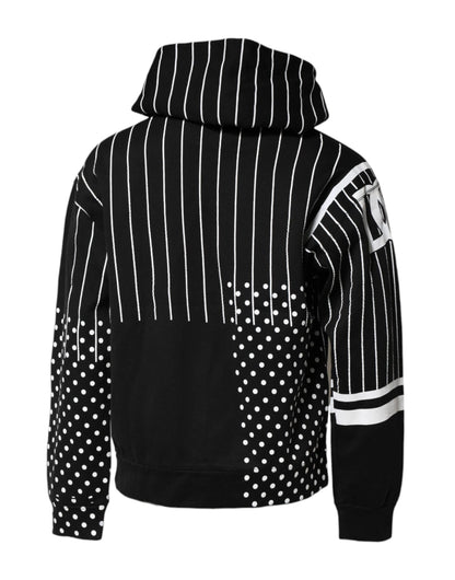 Dolce & Gabbana Black White Stripe Hooded Sweatshirt Sweater by Dolce & Gabbana