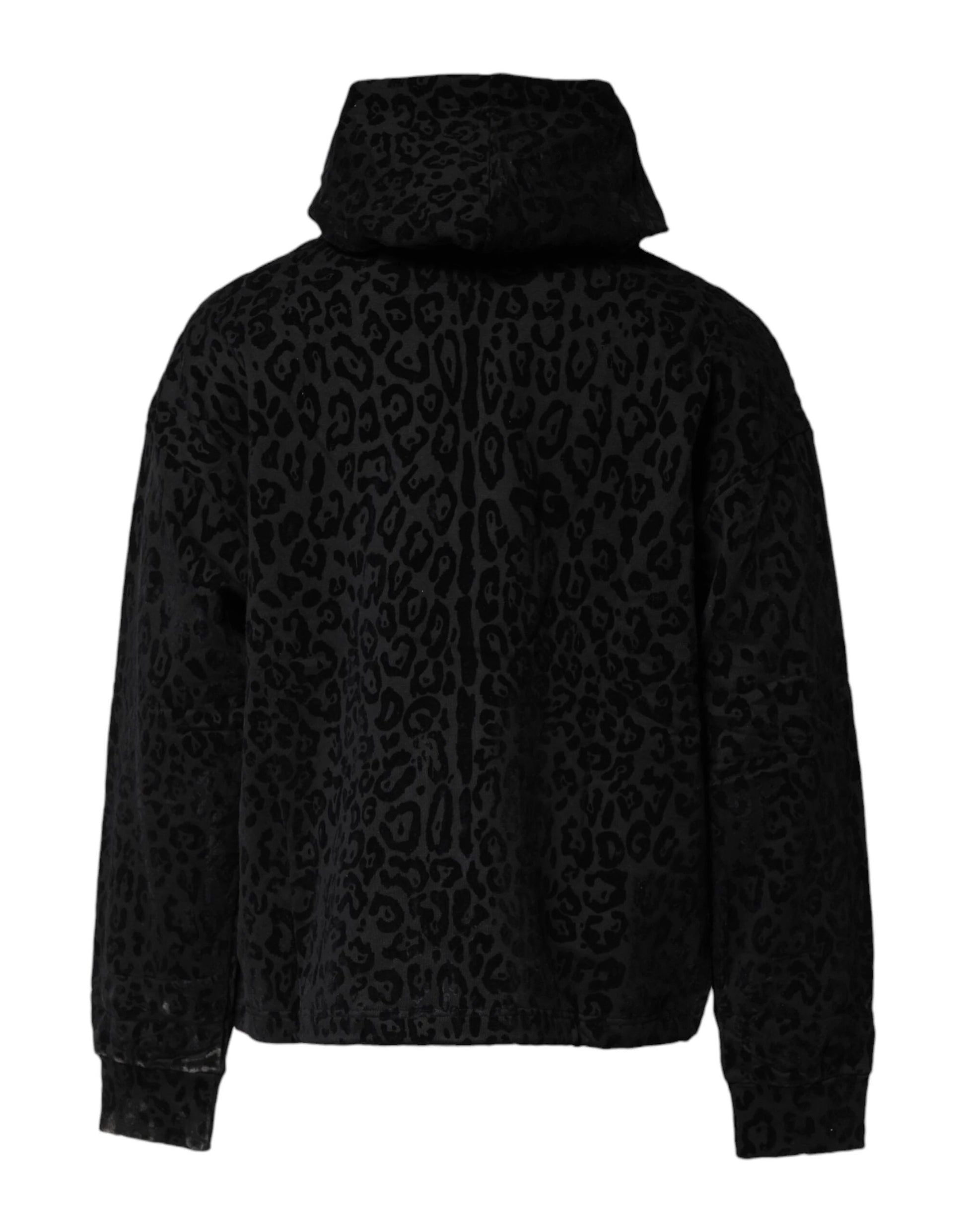 Dolce & Gabbana Black Leopard Full Zip Hooded Sweatshirt Sweater by Dolce & Gabbana