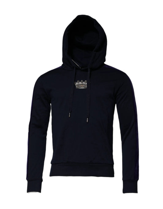 Dolce & Gabbana Black Crown Cotton Hooded Sweatshirt Sweater by Dolce & Gabbana