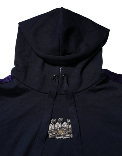 Dolce & Gabbana Black Crown Cotton Hooded Sweatshirt Sweater by Dolce & Gabbana