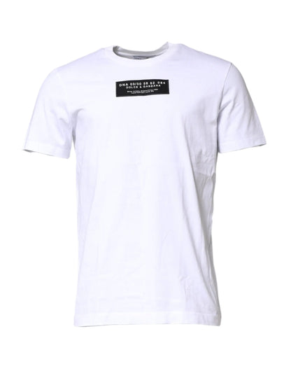 Dolce & Gabbana White Cotton Logo Patch Crew Neck T-shirt by Dolce & Gabbana