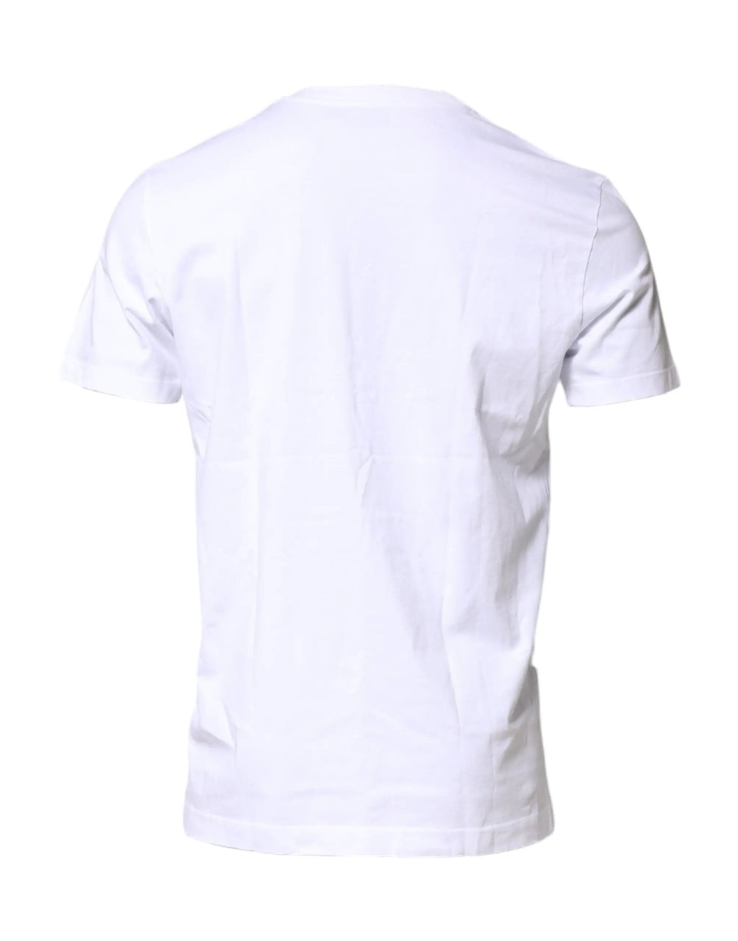 Dolce & Gabbana White Cotton Logo Patch Crew Neck T-shirt by Dolce & Gabbana