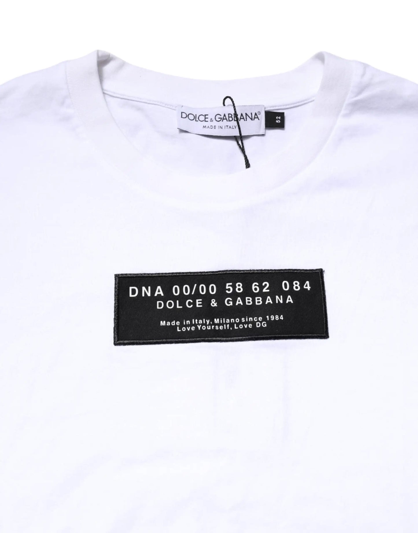 Dolce & Gabbana White Cotton Logo Patch Crew Neck T-shirt by Dolce & Gabbana