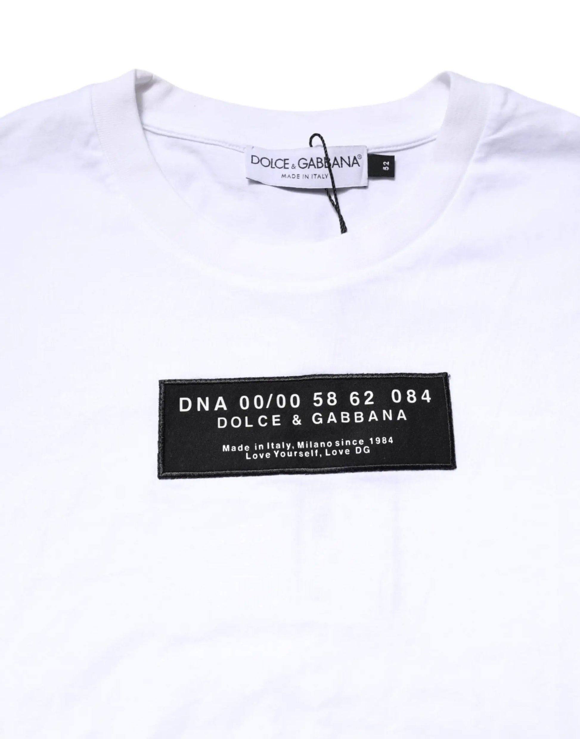 Dolce & Gabbana White Cotton Logo Patch Crew Neck T-shirt by Dolce & Gabbana