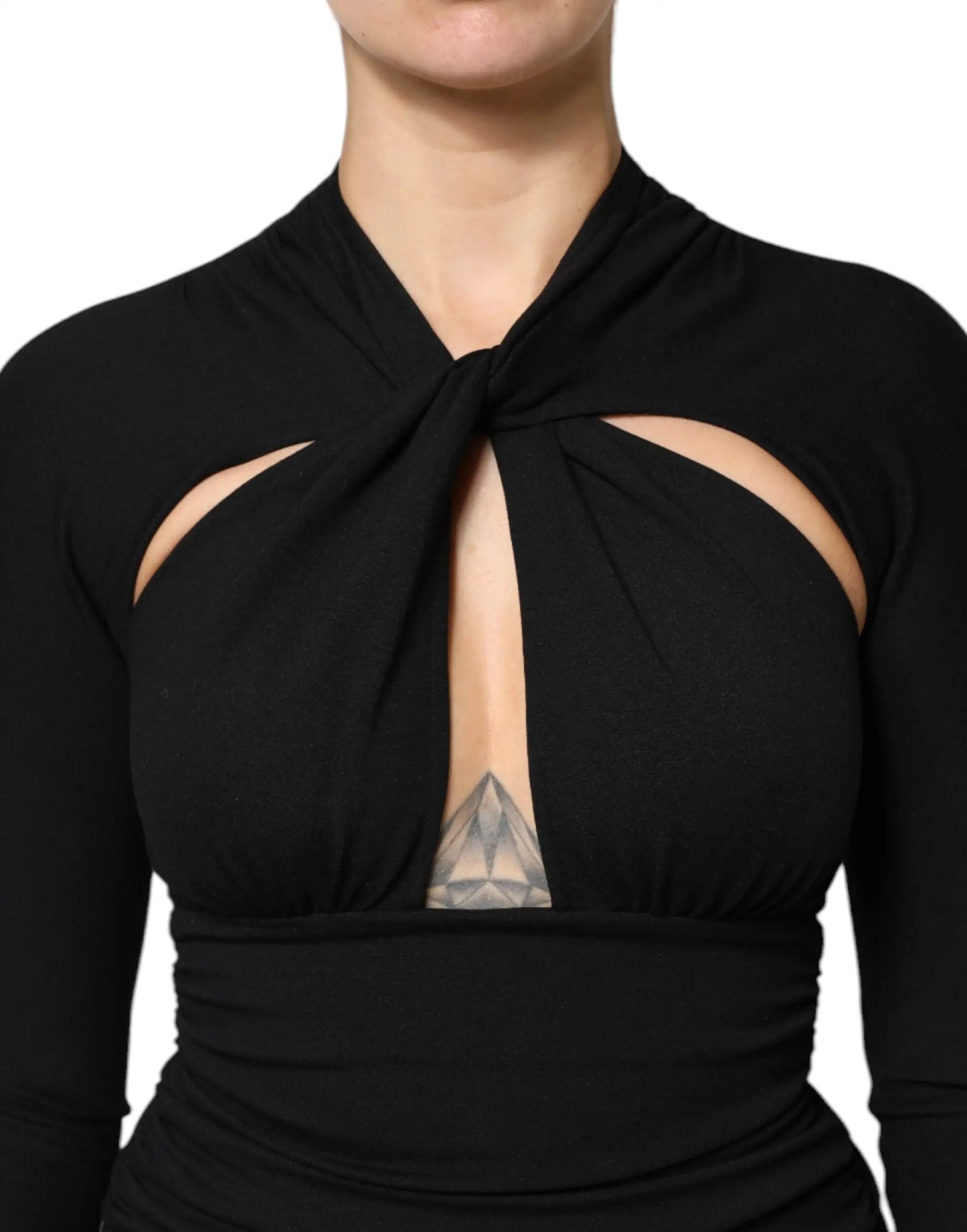 Dolce & Gabbana Black Long Sleeves Sheath Midi Dress by Dolce & Gabbana
