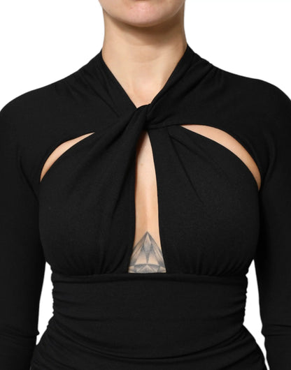 Dolce & Gabbana Black Long Sleeves Sheath Midi Dress by Dolce & Gabbana