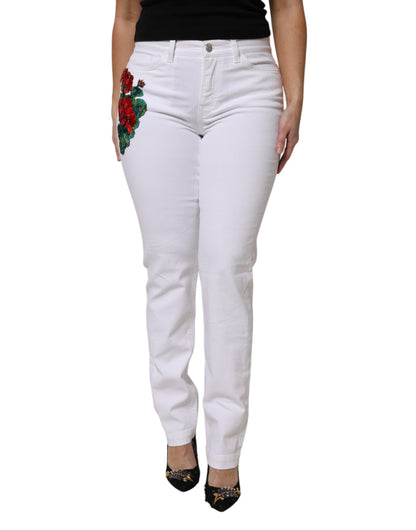 Jean Dolce & Gabbana femme à sequins fleurs blanc – PAN76309