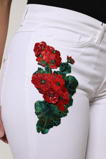 Jean Dolce & Gabbana femme à sequins fleurs blanc – PAN76309