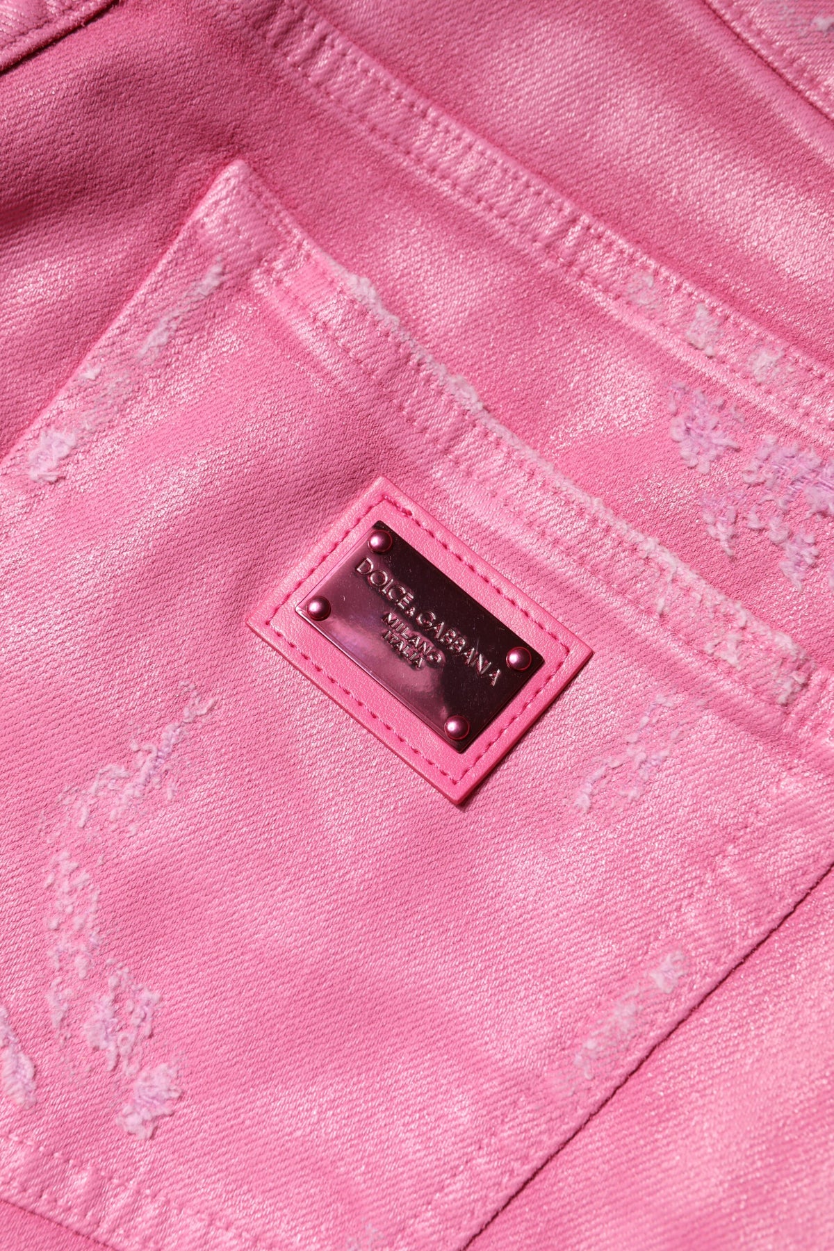Jean Dolce & Gabbana femme fuselé déchiré en coton rose – PAN76311