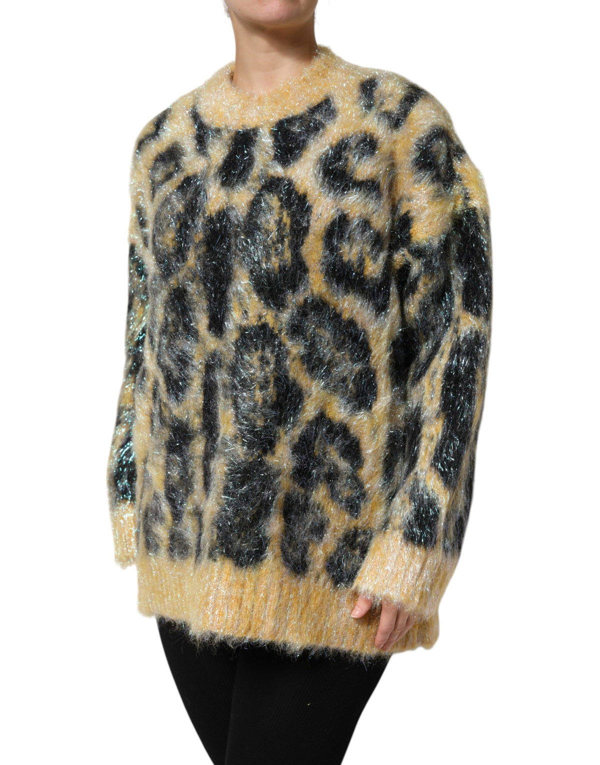 Pull Dolce & Gabbana femme léopard en mohair multicolore – TSH90442