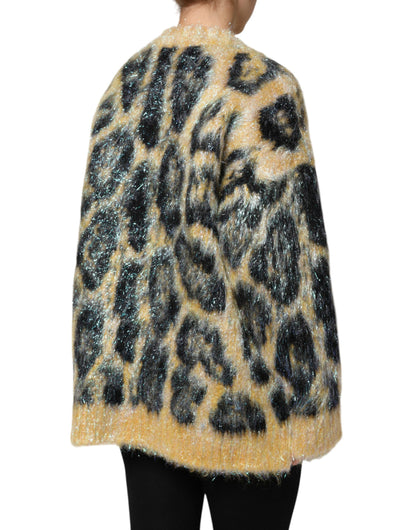 Pull Dolce & Gabbana femme léopard en mohair multicolore – TSH90442