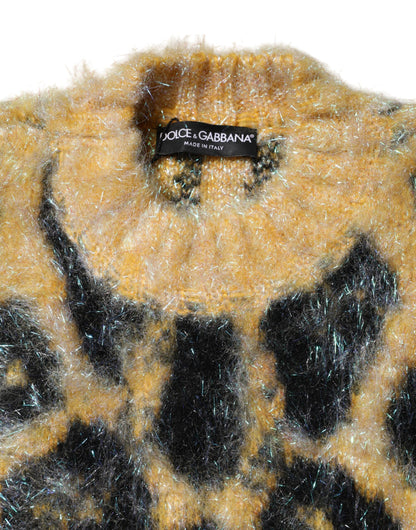 Pull Dolce & Gabbana femme léopard en mohair multicolore – TSH90442