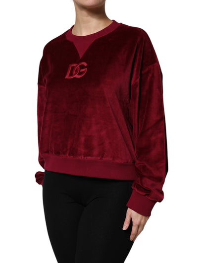 Pull Dolce & Gabbana femme col rond en velours de coton rouge – TSH90490