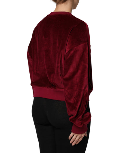 Pull Dolce & Gabbana femme col rond en velours de coton rouge – TSH90490