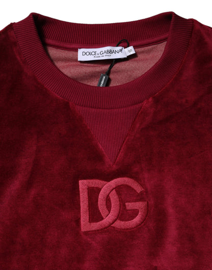 Pull Dolce & Gabbana femme col rond en velours de coton rouge – TSH90490