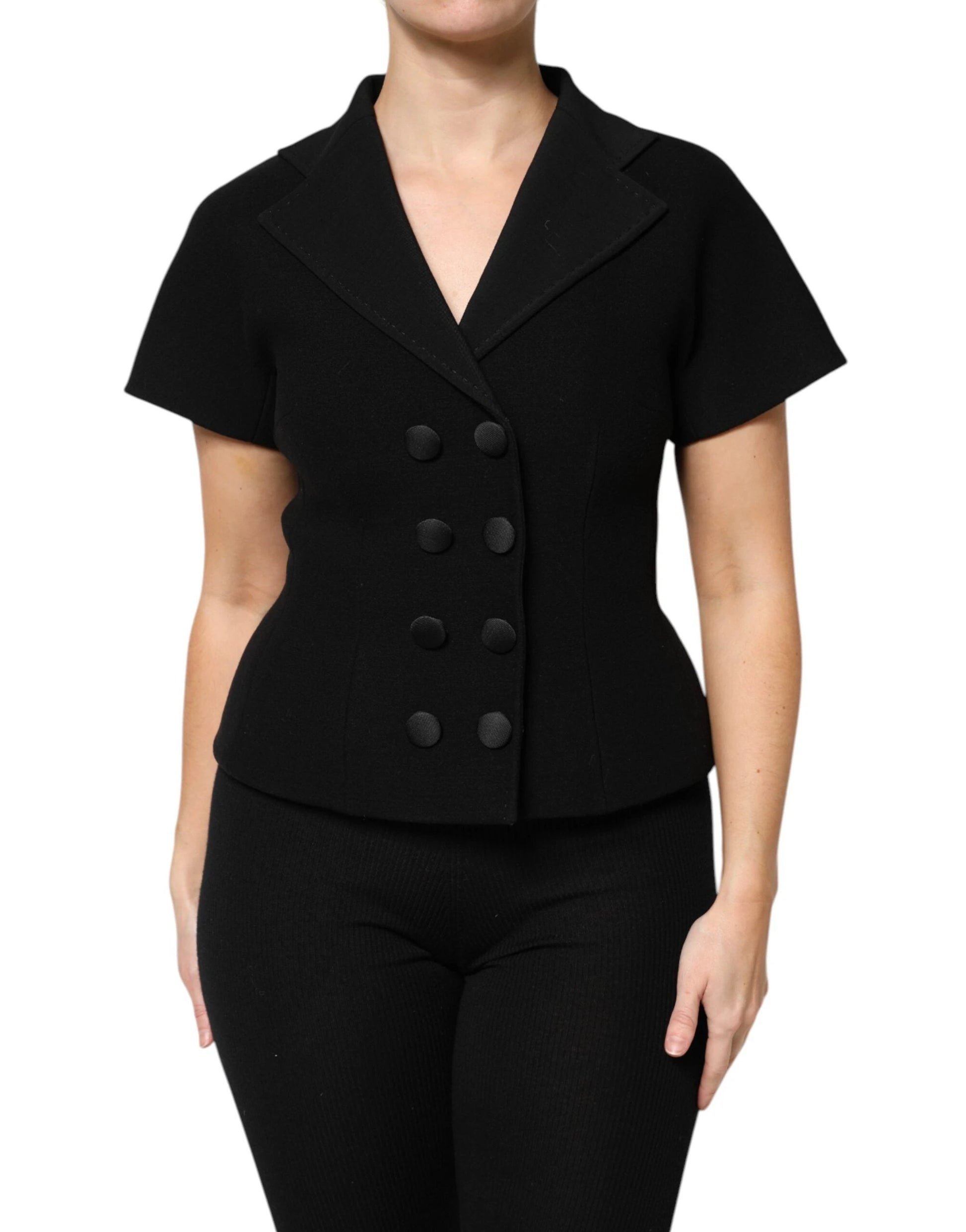 Dolce & Gabbana Black Wool Double Breasted Coat Jacket by Dolce & Gabbana