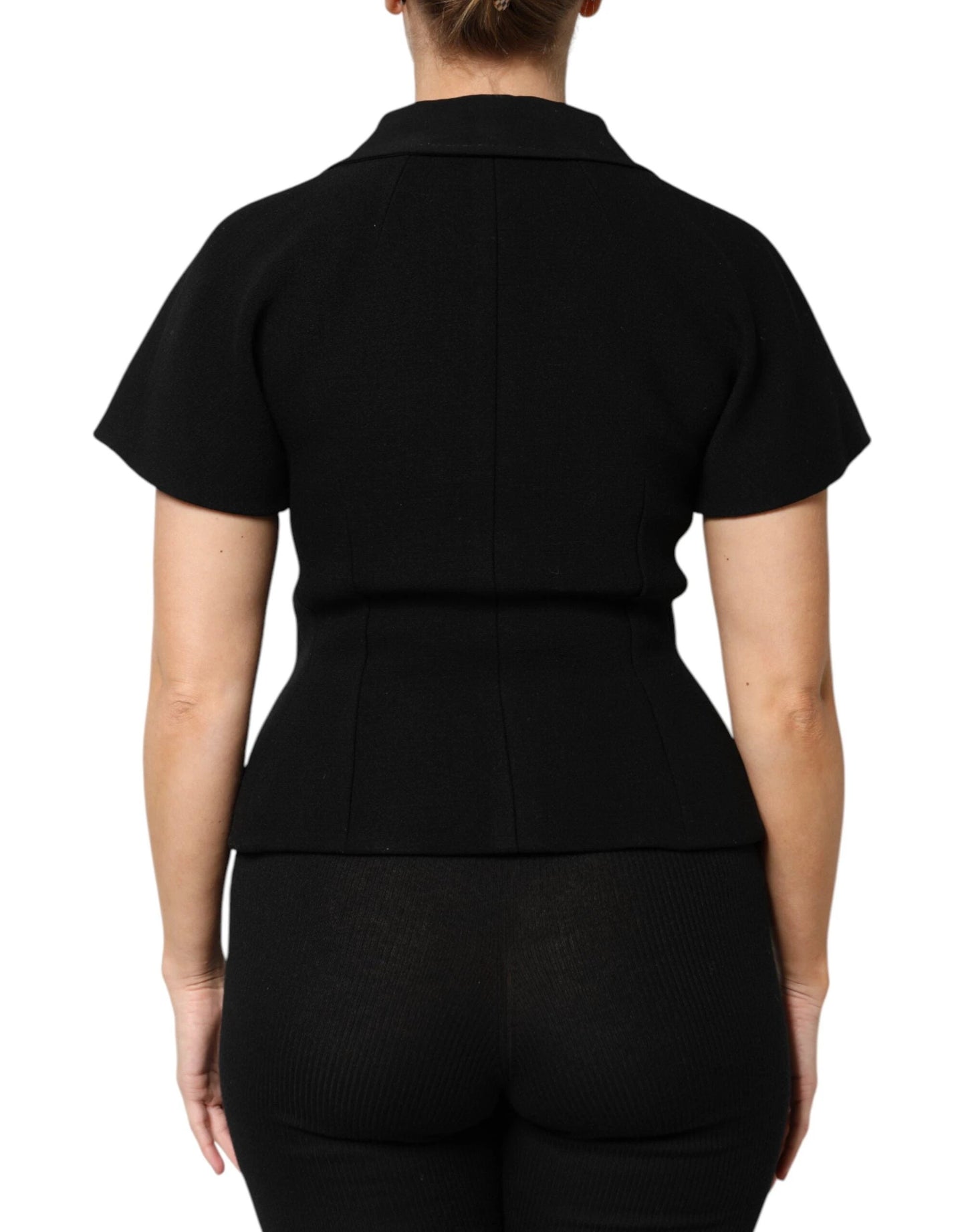 Dolce & Gabbana Black Wool Double Breasted Coat Jacket by Dolce & Gabbana