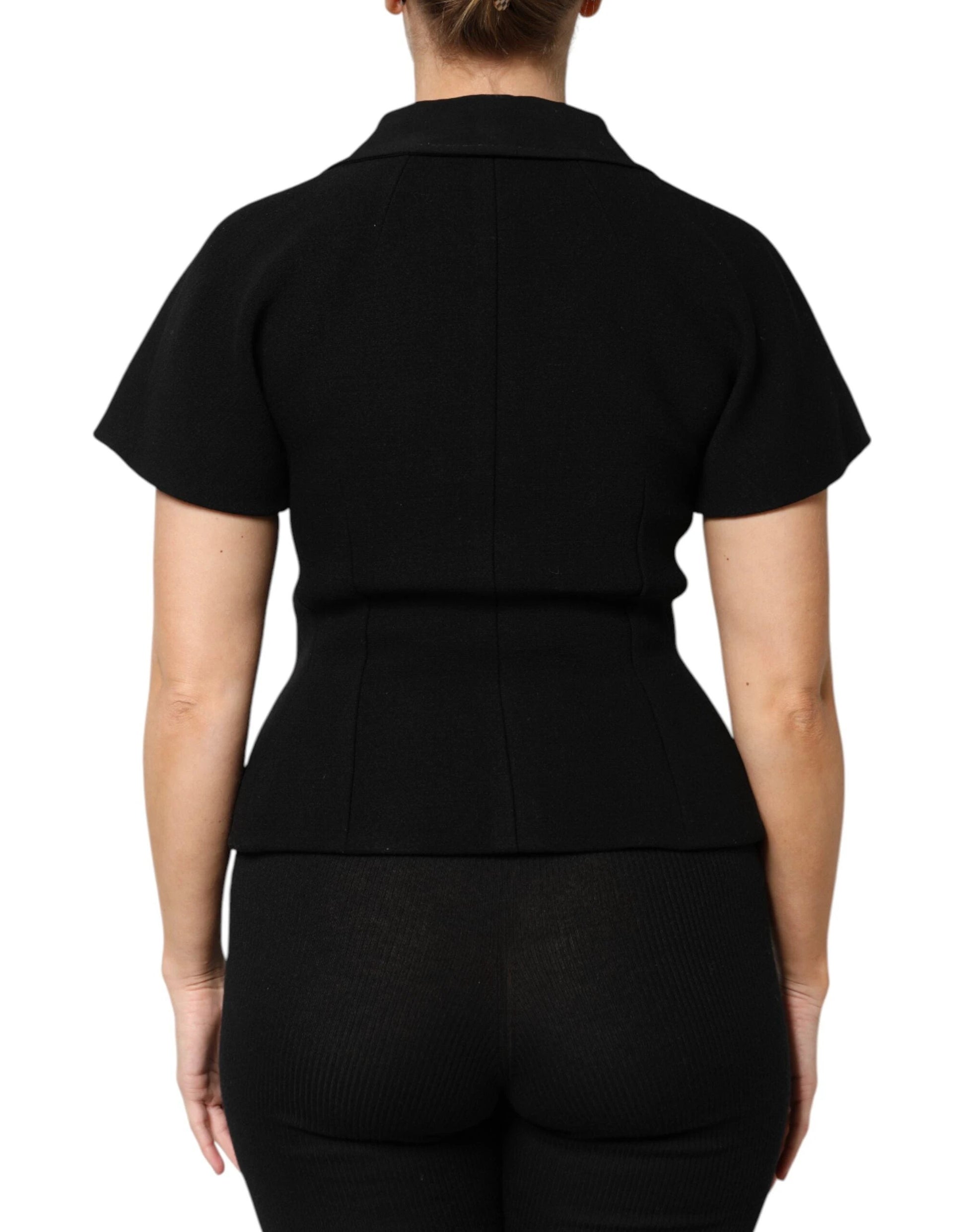 Dolce & Gabbana Black Wool Double Breasted Coat Jacket by Dolce & Gabbana