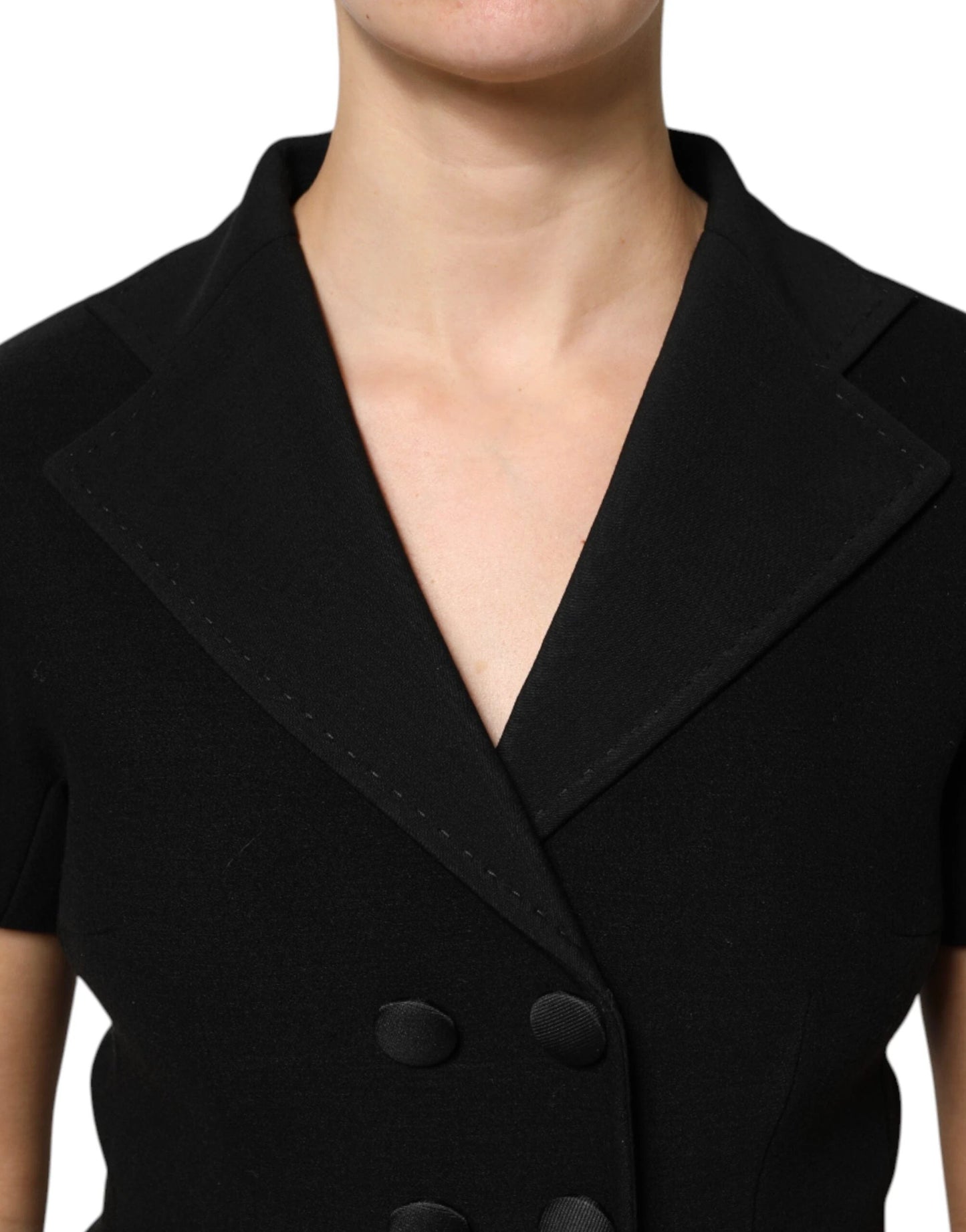 Dolce & Gabbana Black Wool Double Breasted Coat Jacket by Dolce & Gabbana