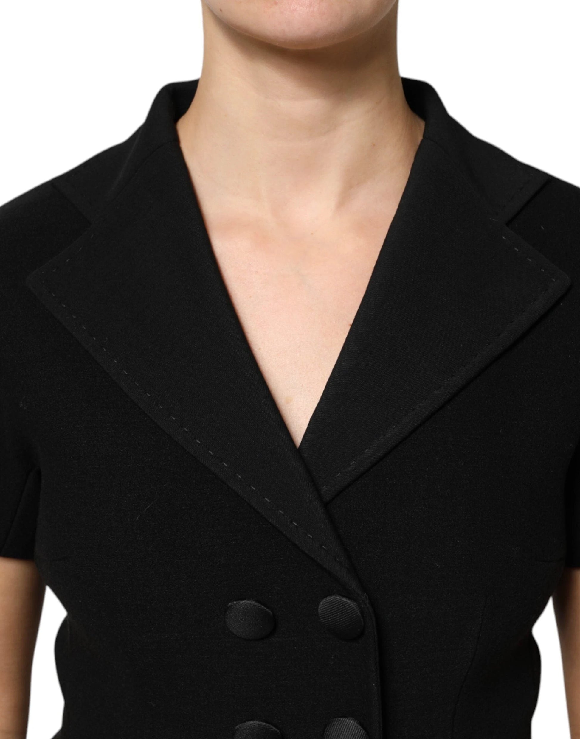 Dolce & Gabbana Black Wool Double Breasted Coat Jacket by Dolce & Gabbana