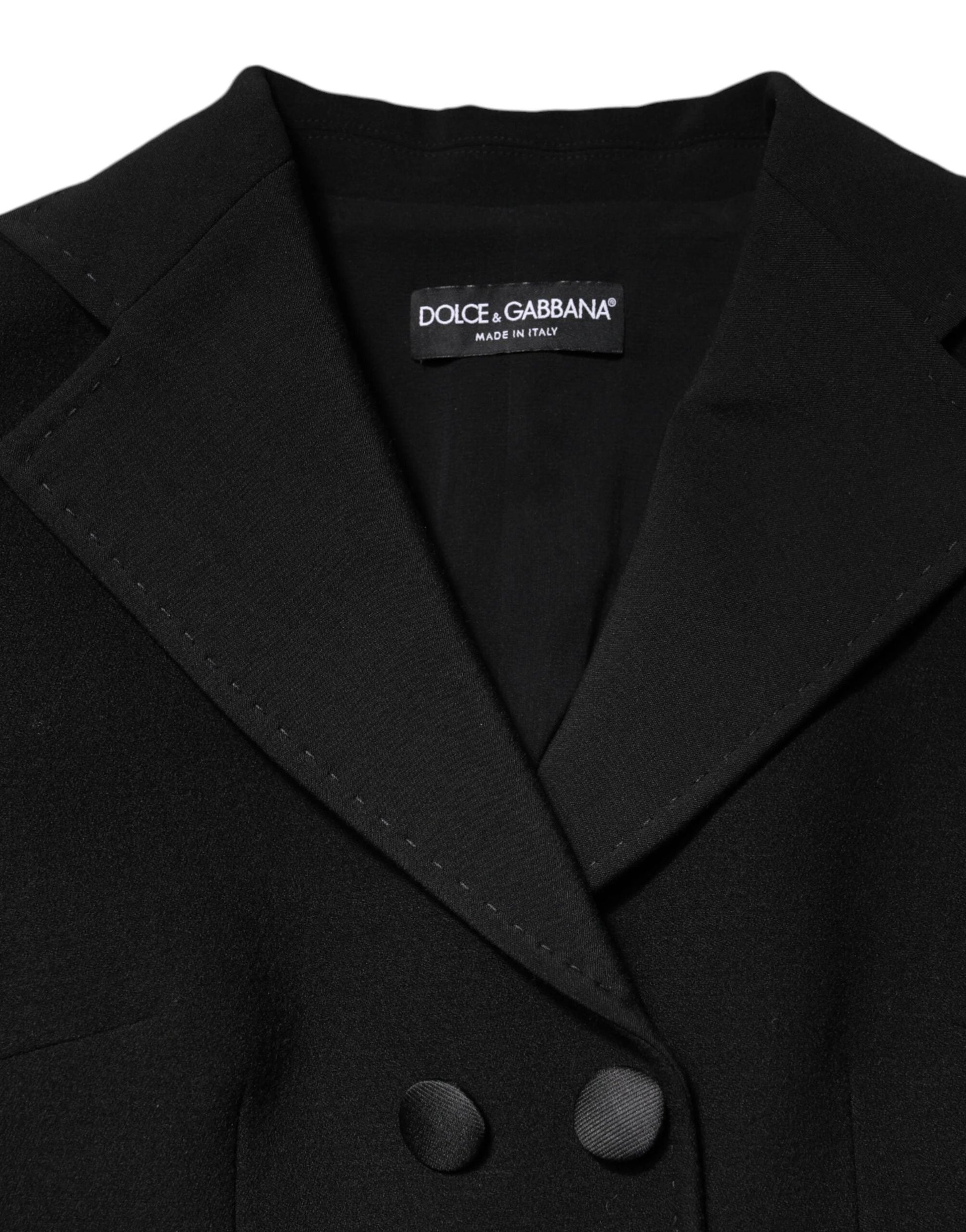 Dolce & Gabbana Black Wool Double Breasted Coat Jacket by Dolce & Gabbana