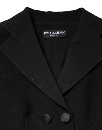 Dolce & Gabbana Black Wool Double Breasted Coat Jacket by Dolce & Gabbana