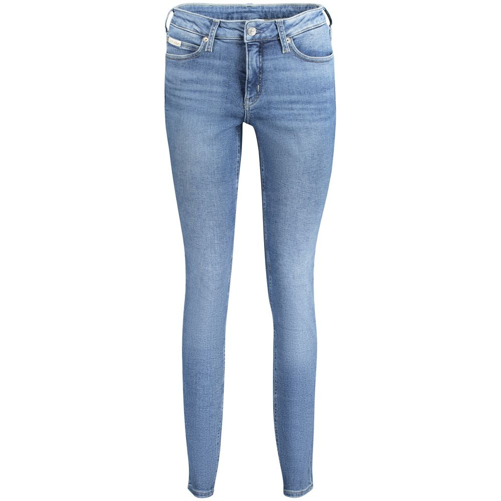Jean Calvin Klein femme skinny taille mi-haute en coton bleu – CA-33784