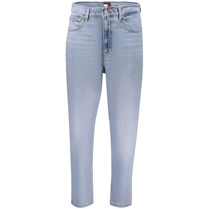 Mom jean Tommy Hilfiger femme taille haute en coton bleu clair – TO-38456