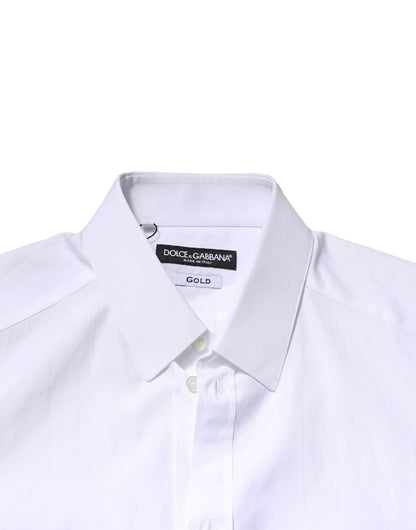 Dolce & Gabbana White GOLD Crown Cotton Dress Formal Shirt by Dolce & Gabbana