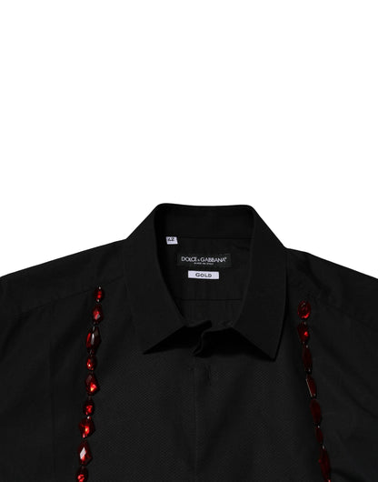 Dolce & Gabbana Black Crystal GOLD Formal Men Dress Shirt by Dolce & Gabbana