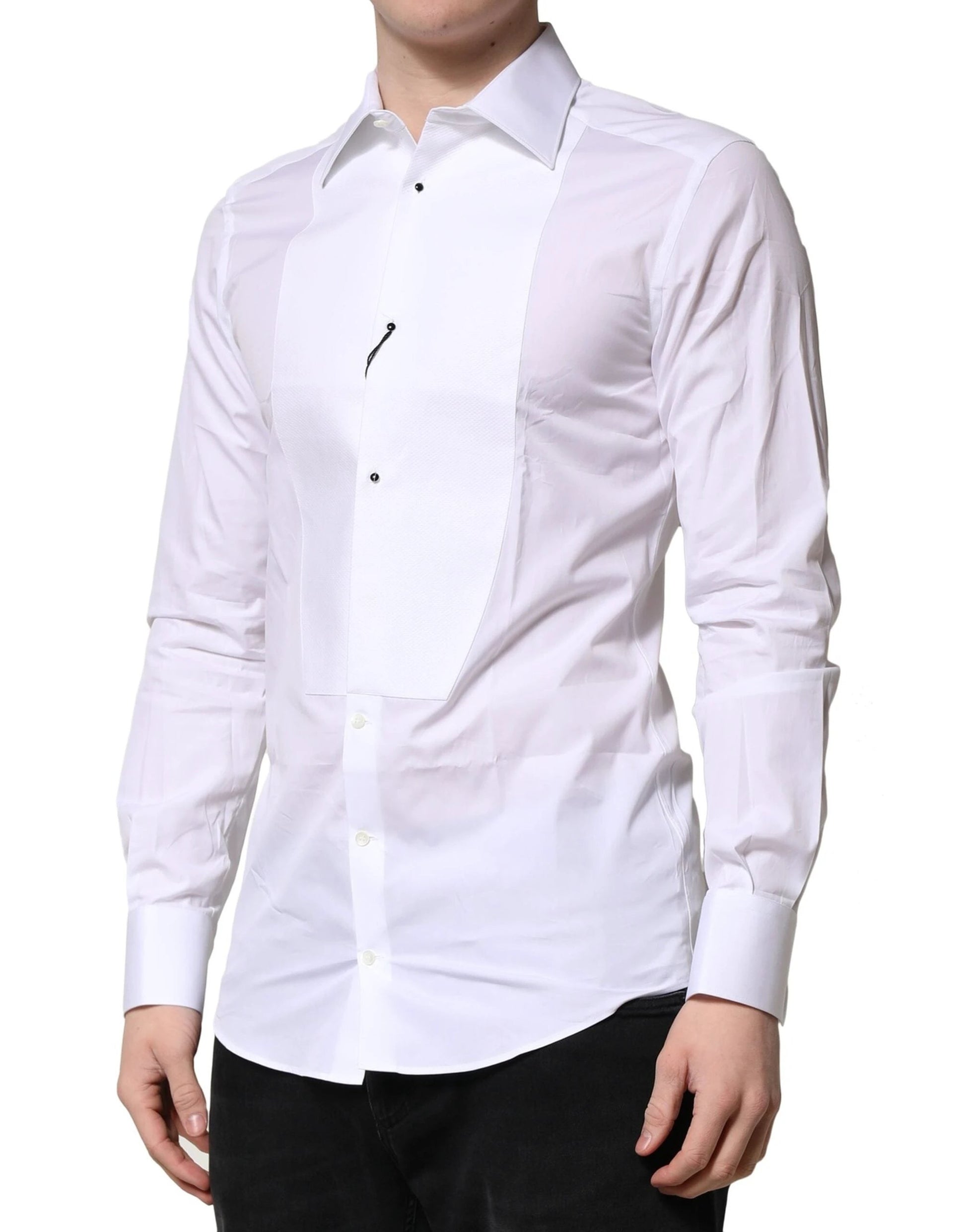 Dolce & Gabbana White GOLD Crown Cotton Dress Formal Shirt by Dolce & Gabbana